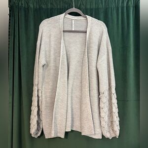 Leo & Nicole Chunky Knit Bobble Sleeved Open-Front Cardigan Sz Large